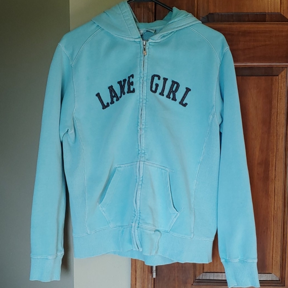 Lake girl teal hooded zip up size Medium